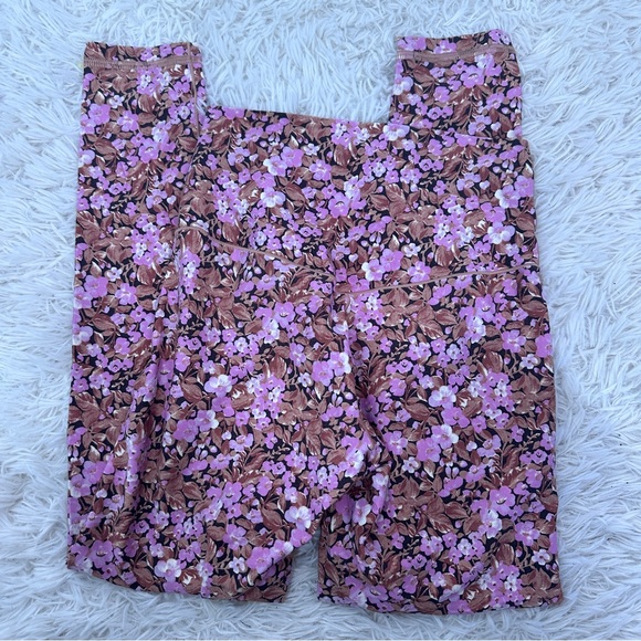 Aerie Offline Real Me 7/8 Leggings Size Medium Brown Pink Floral Hi Rise - Picture 4 of 4